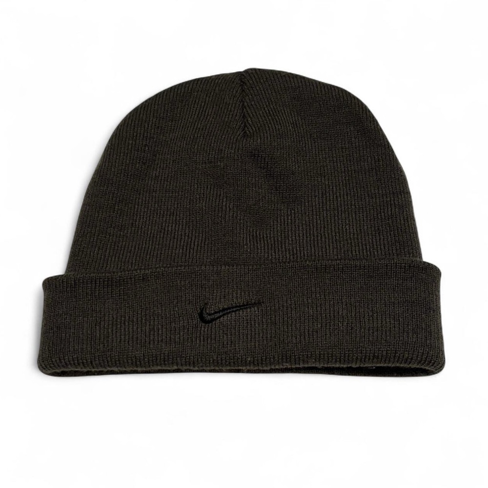 Nike Youth Cuffed Knit Beanie Gray Green Swoosh Logo Hat